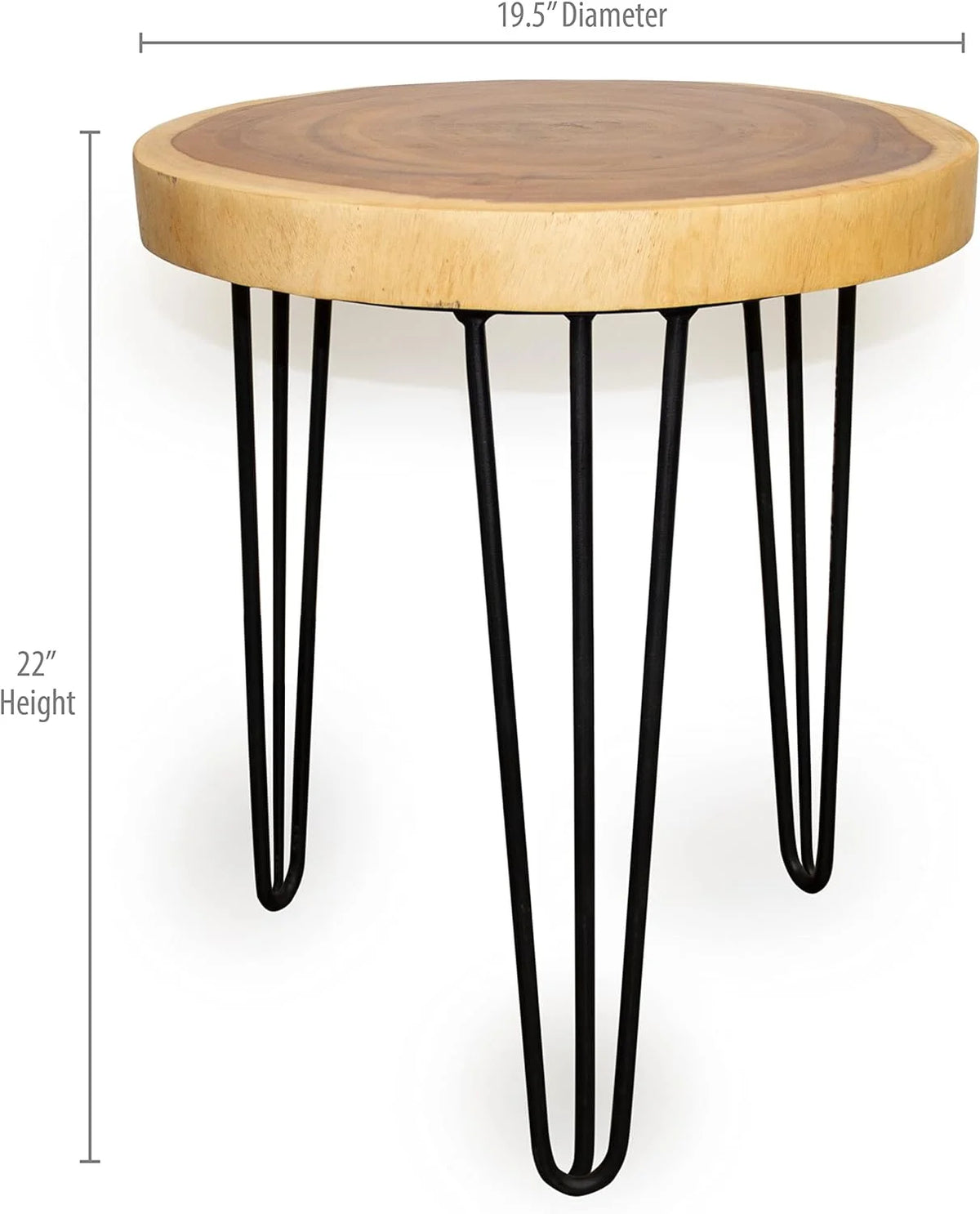 Round Natural Wood Slab Accent End Table F4955