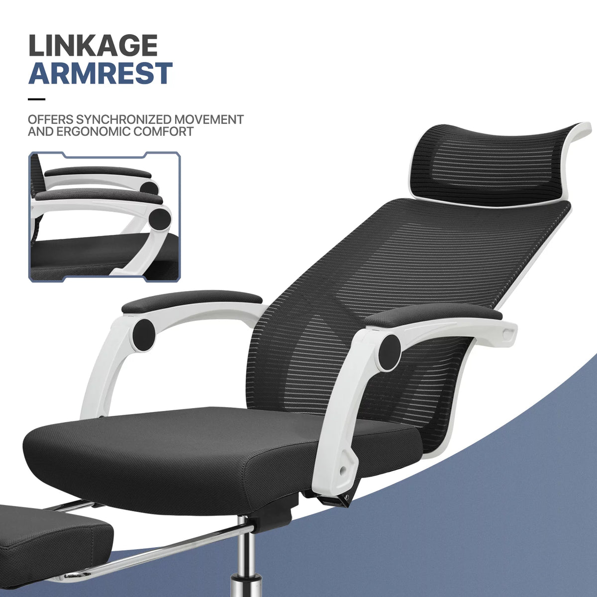 Black Ergonomic High Back Mesh Office Chair with Headrest & Footrest Y319