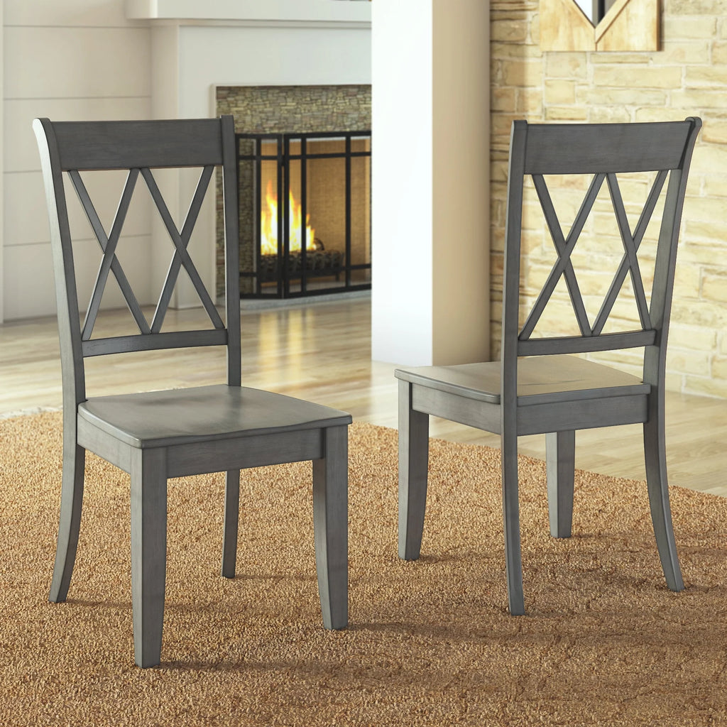Set of 2 Antique Black Dining Chair M375223
