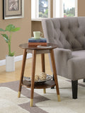 Mid Century Round End Table with Bottom Shelf L844