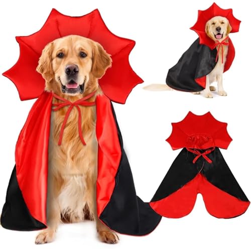 Halloween Cat and Dog Vampire Costume, Adjustable Red Black Cape G90995