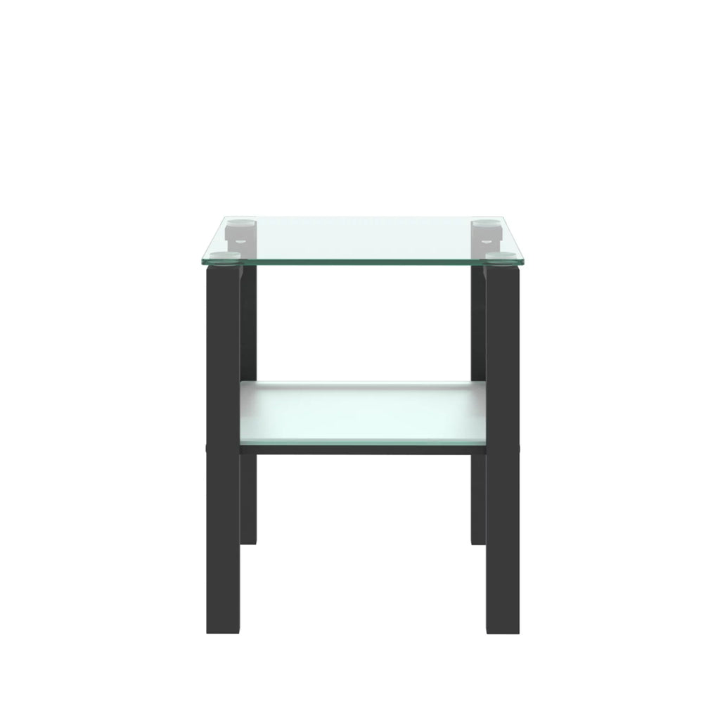 Set of 2 Tempered Glass Square Side Table Y6029