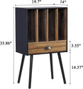 34" Black Vinyl Record Storage with 4 Cabinet and Drawer B671442