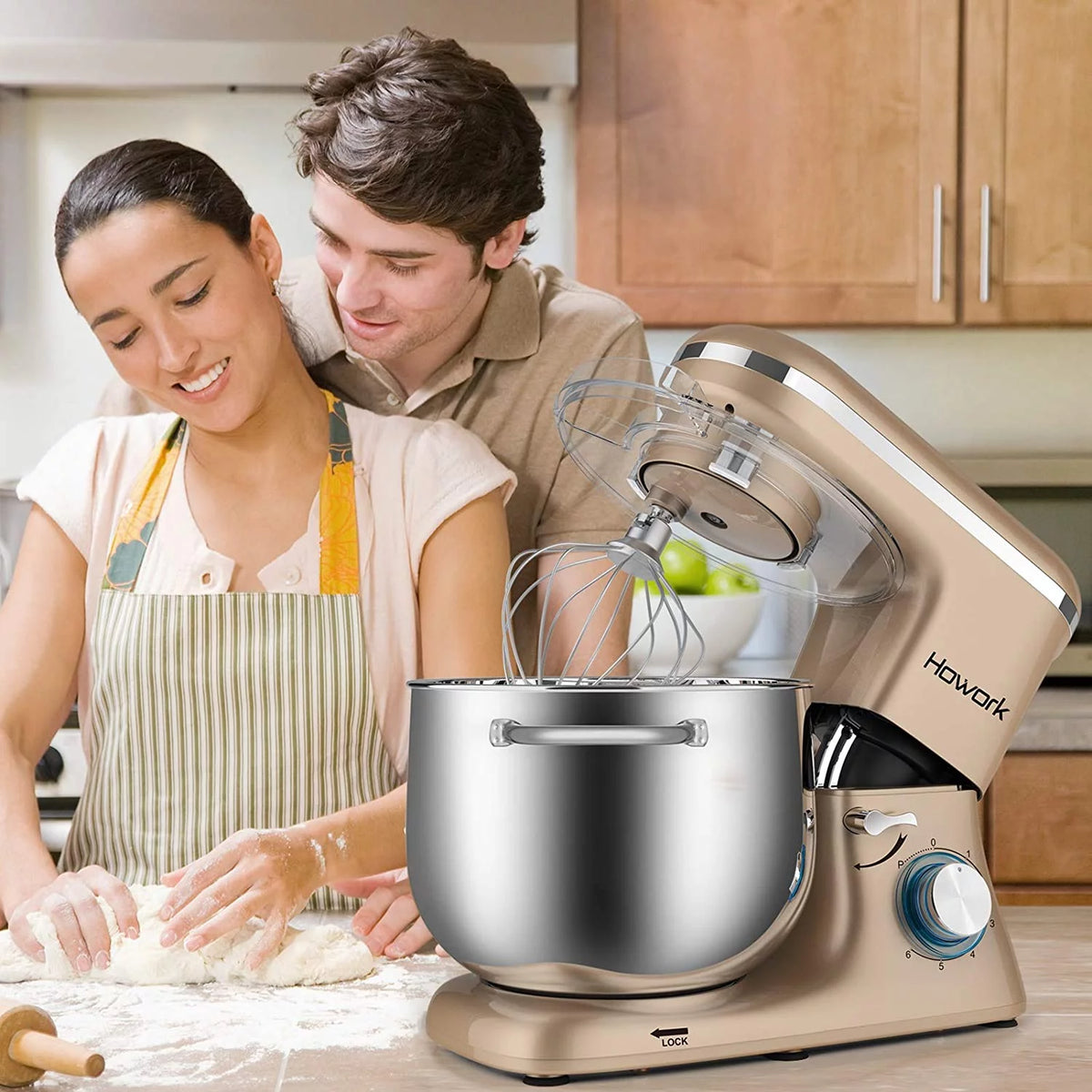 8.45 QT 660W Stand Mixer with Dough Hook, Whisk, Beater S75350