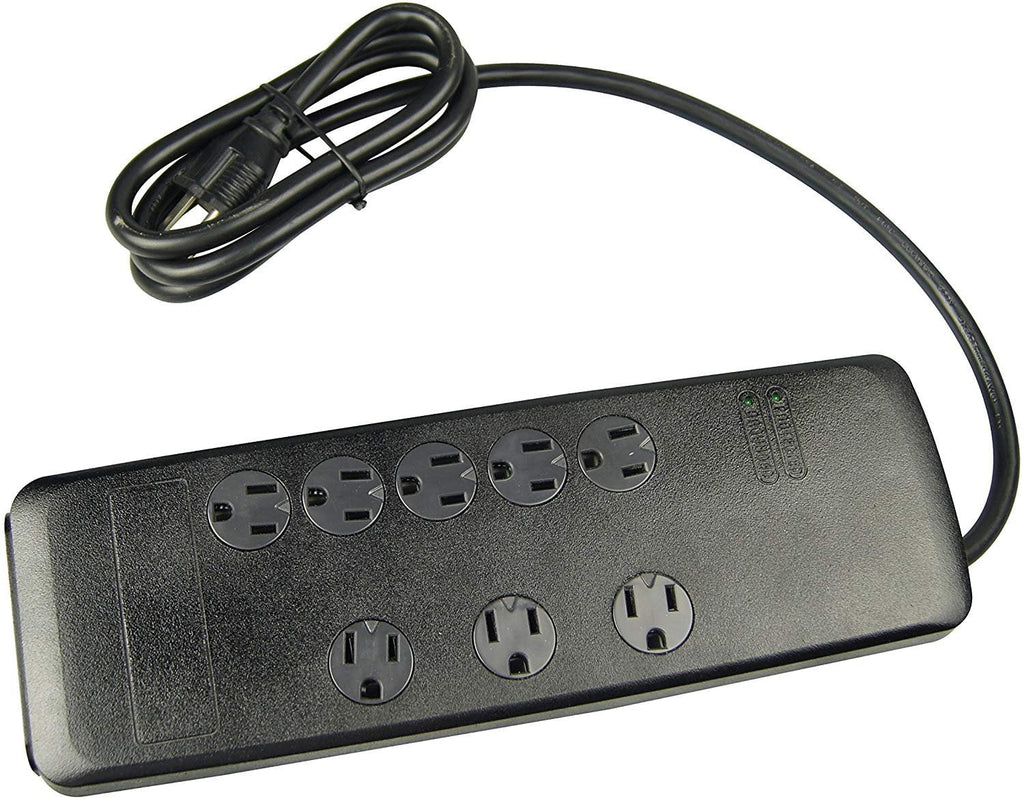 Black 8 Outlet Surge Protector with 6 Foot Cord B9154