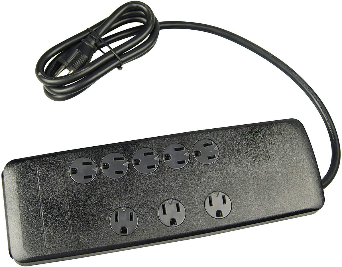 Black 8 Outlet Surge Protector with 6 Foot Cord B9154