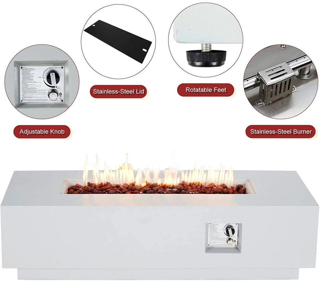 56" Rectangle Propane Fire Table U6159