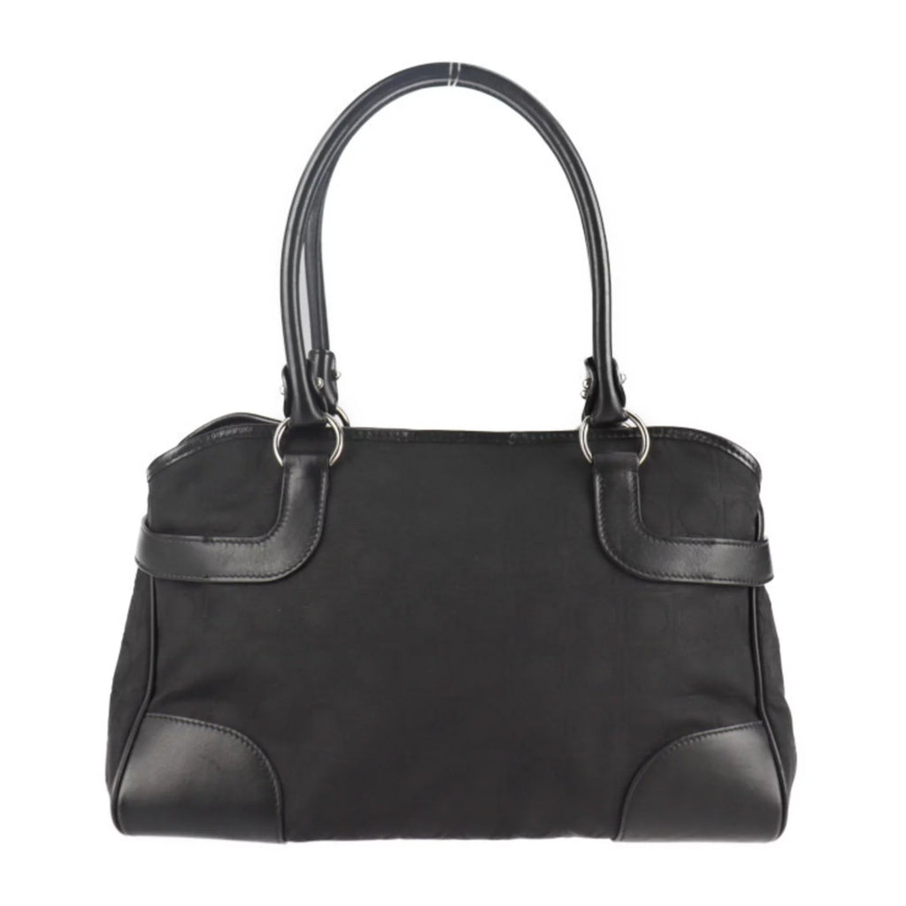 Pre-Owned Black Canvas Leather Shoulder Bag K7747