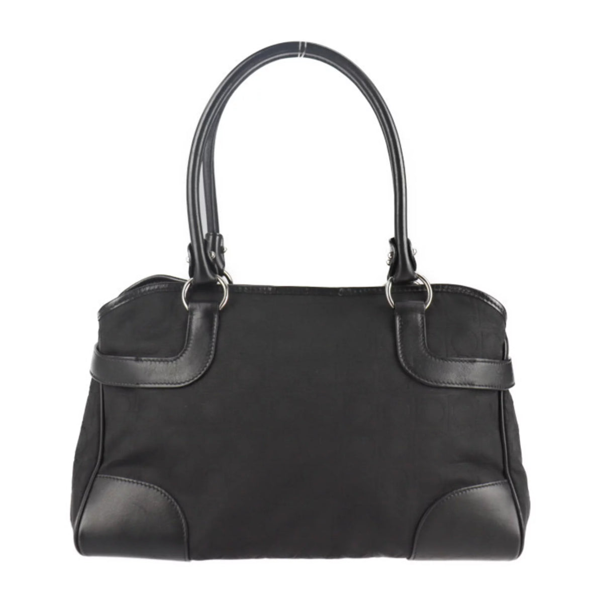 Pre-Owned Black Canvas Leather Shoulder Bag K7747