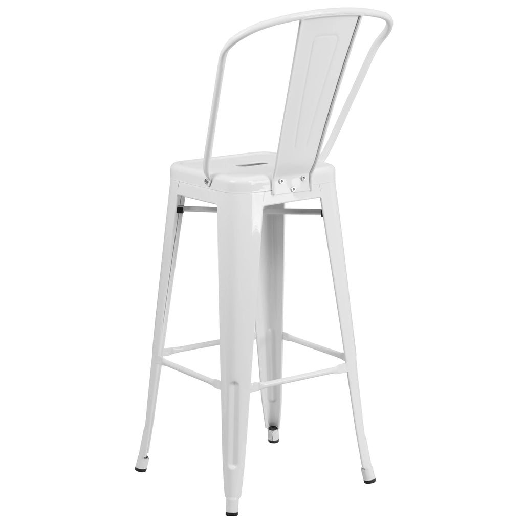 White Metal Barstool 4 Stools L920