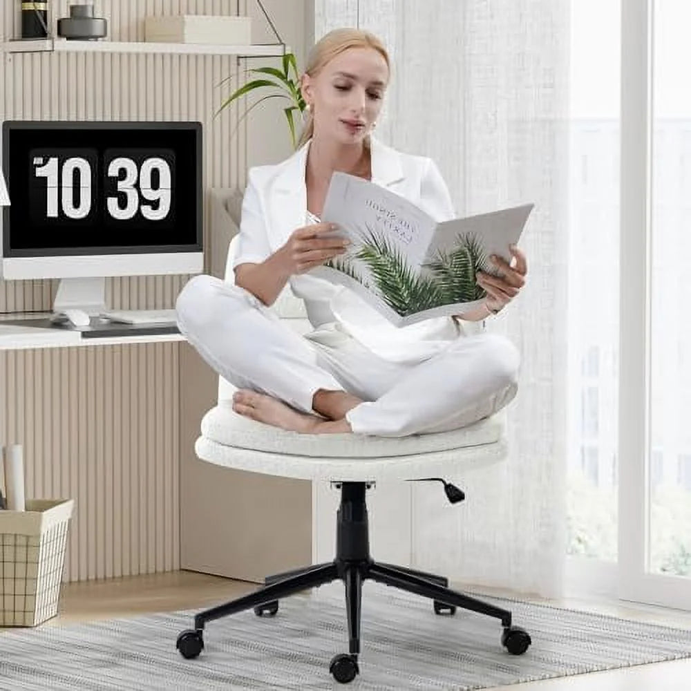 Black Armless Fabric Office Chair with Wheels V95735