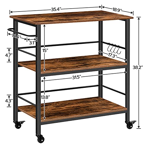 Rustic Brown and Black Kitchen Island with Storage S848554
