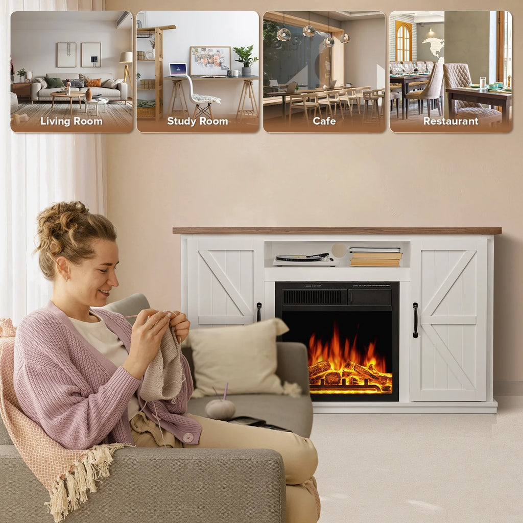 48'' Freestanding Electric Fireplace with Remote Control Y655816