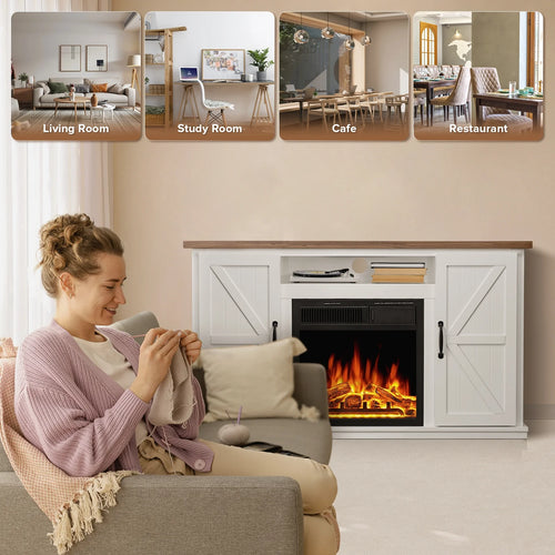 48'' Freestanding Electric Fireplace with Remote Control Y655816