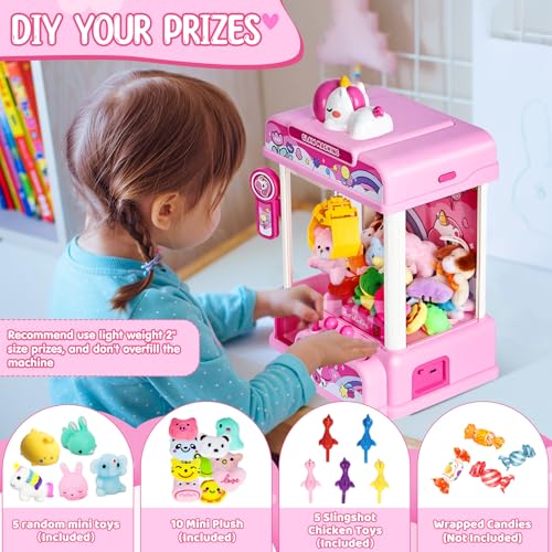 Pink Claw Machine with Sound & 20 Mini Toys I696