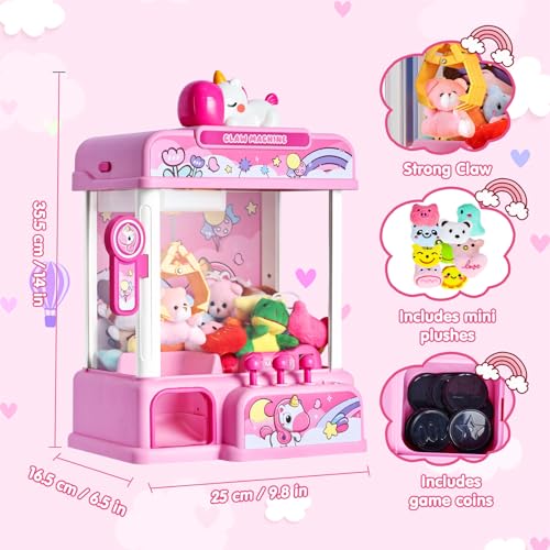 Pink Claw Machine with Sound & 20 Mini Toys I696