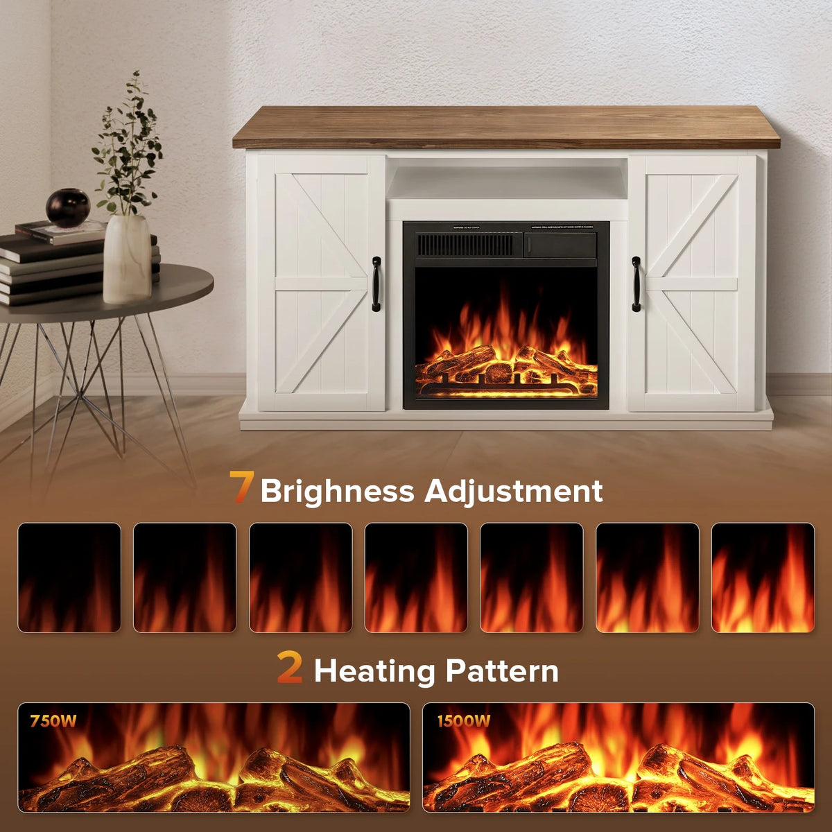 48'' Freestanding Electric Fireplace with Remote Control Y655816