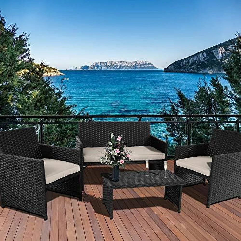 3 Piece Patio Conversation Set with Non-Slip Cushions K633713
