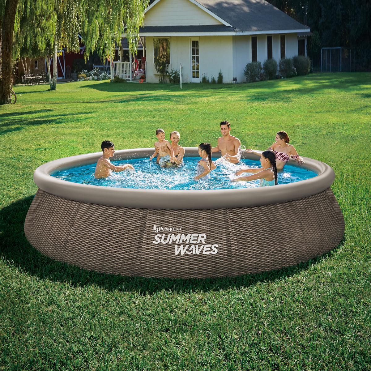 15 ft Dark Double Rattan Round Pool D758633
