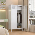 Metal Wardrobe Cabinet with Hanging Rod and Adjustable Shelves V5794