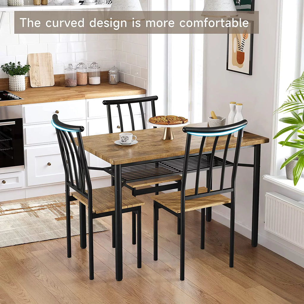 5-Piece Kitchen Table and Chairs for 4 with Metal Frame & Storage Rack U982860