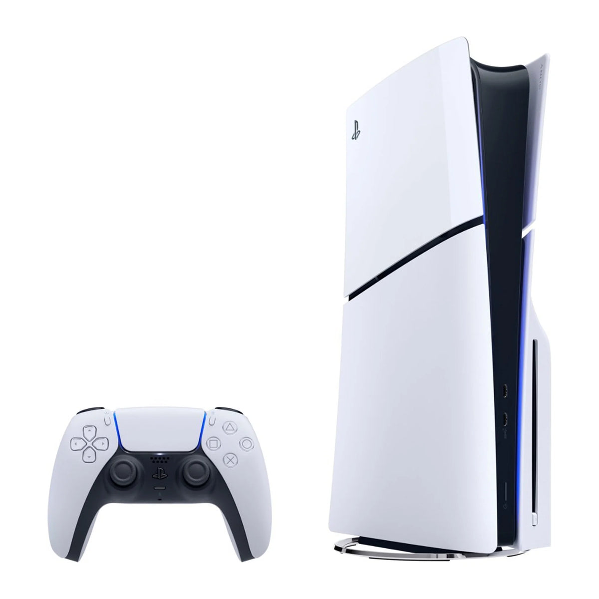 White PlayStation 5 Slim Disc Edition 1TB Gaming Console with Two Controllers Z22433