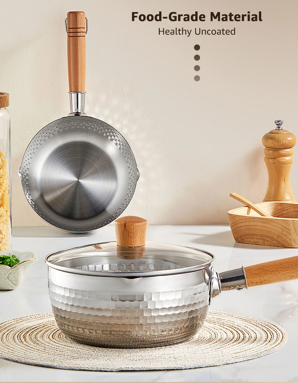 20cm Non-Stick Stainless Steel Saucepan with Lid E788577