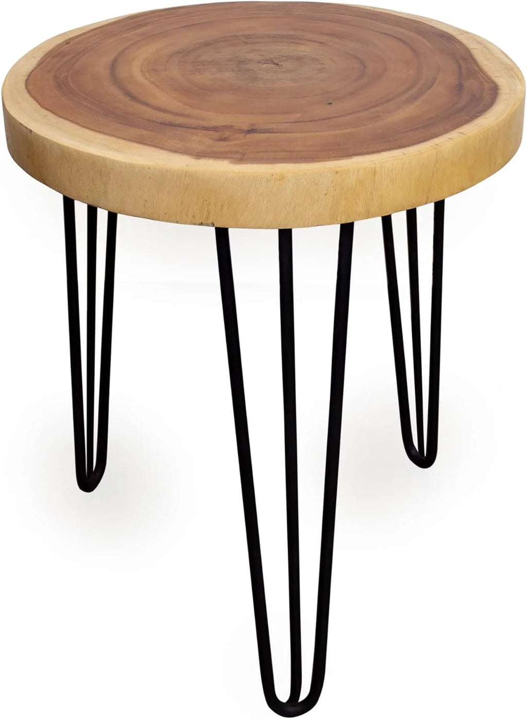 Round Natural Wood Slab Accent End Table F4955
