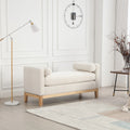 Ivory Upholstered Bench with Wood Legs A6146