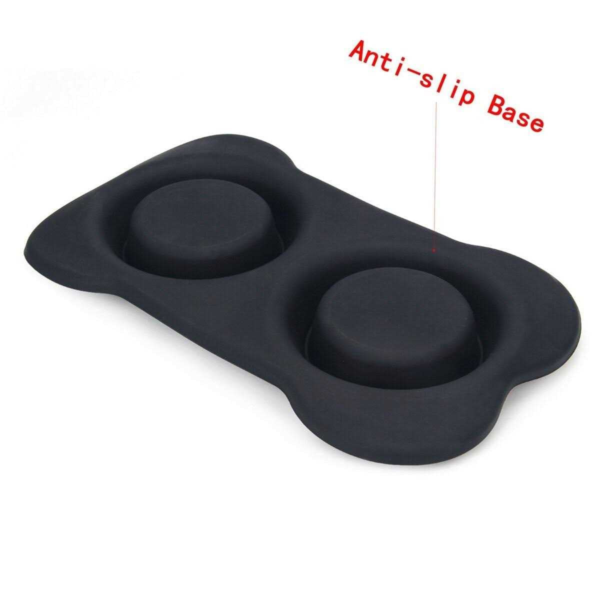 2 Stainless Steel Dog Bowl with Non-Skid Silicone Mat and Food Scoop P3751