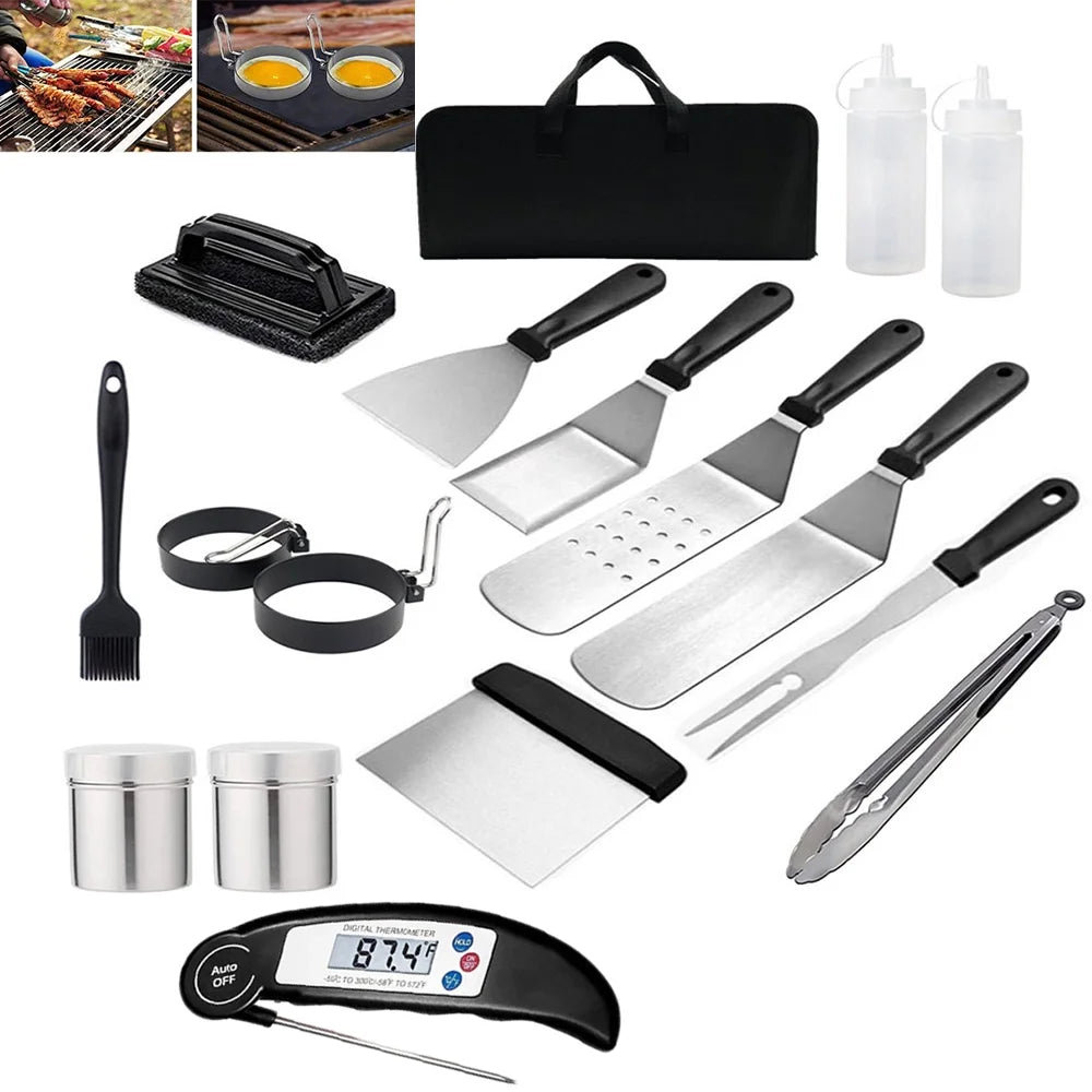 15 Pcs Stainless Steel BBQ Tools Set with Storage Bag M187