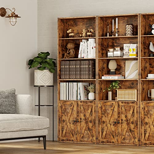 Industrial 6 Shelf Bookshelves with Doors G489136