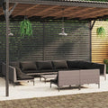 12 Piece Patio Lounge Set with Cushions Poly Rattan Dark Gray L455