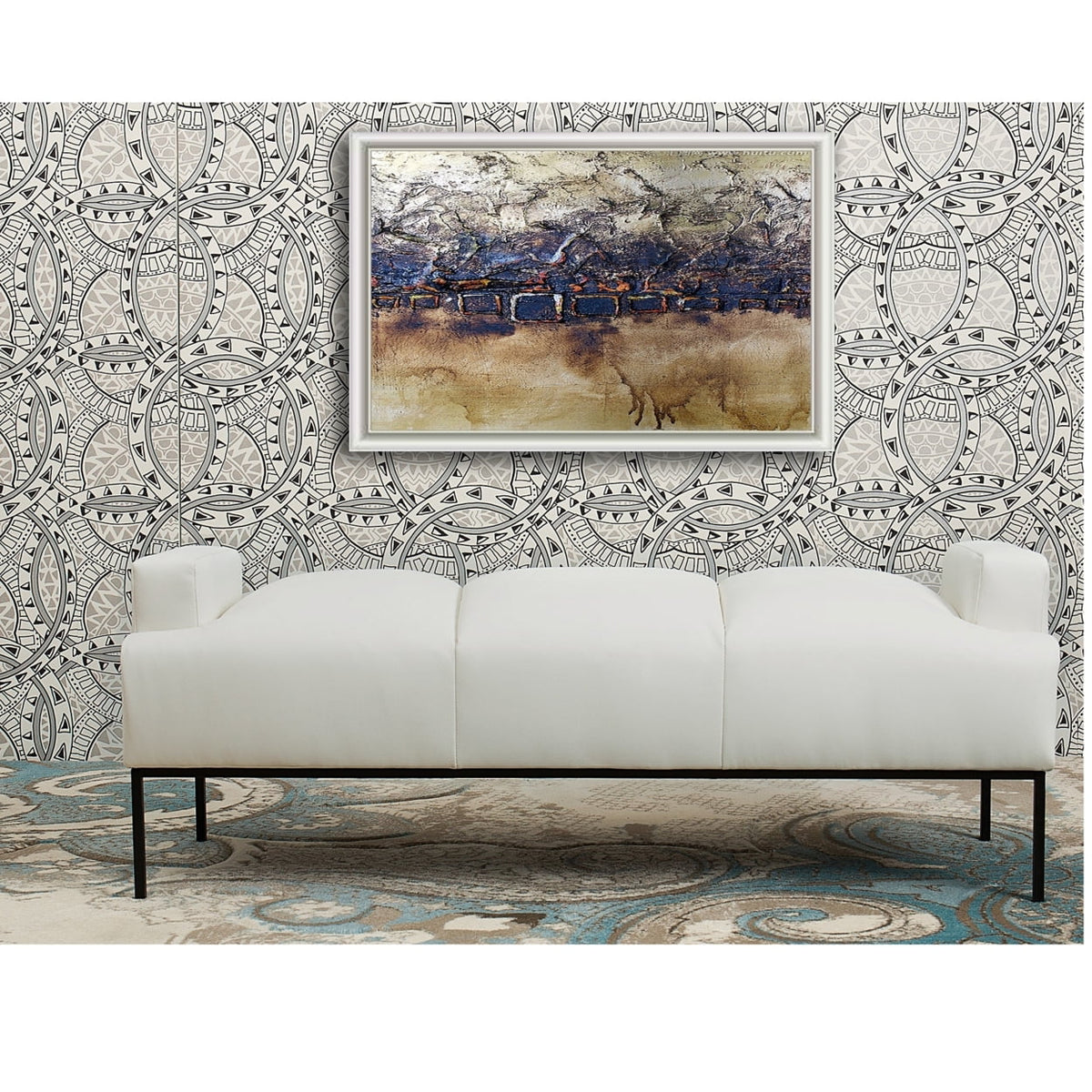 PU Leather Ottoman with Metal Frame K67343