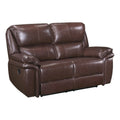 Brown Leather Match Double Reclining Love Seat S948