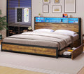 Queen Bed Frame with Headboard and Drawers B796