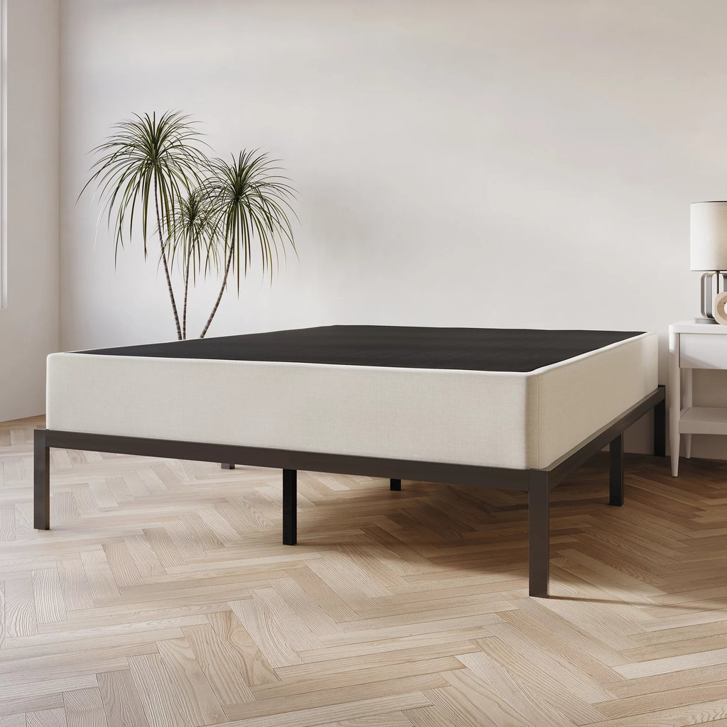 Wood Box Spring Mattress Foundation 8" Queen Beige C715363