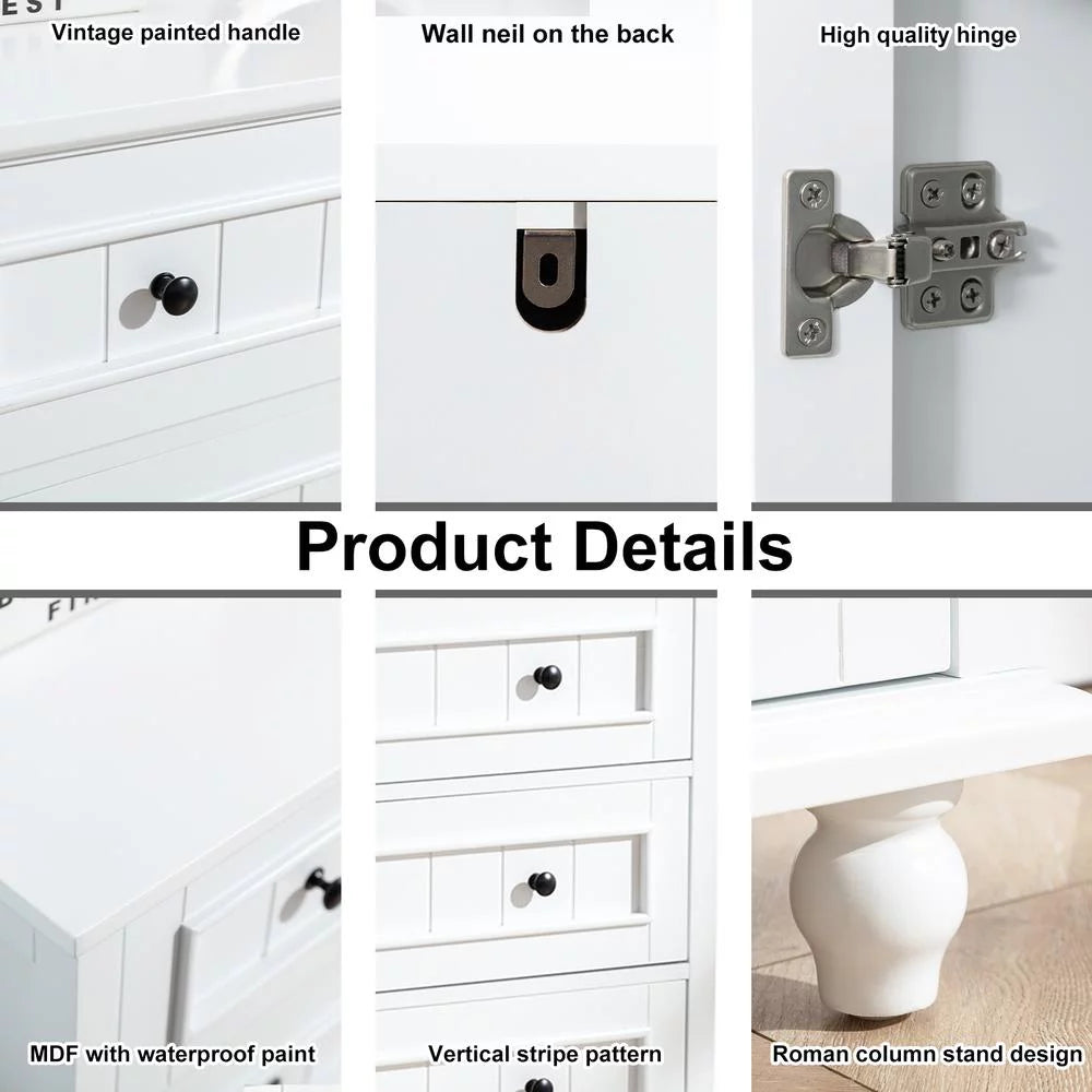 4 Drawers White Dresser F9964