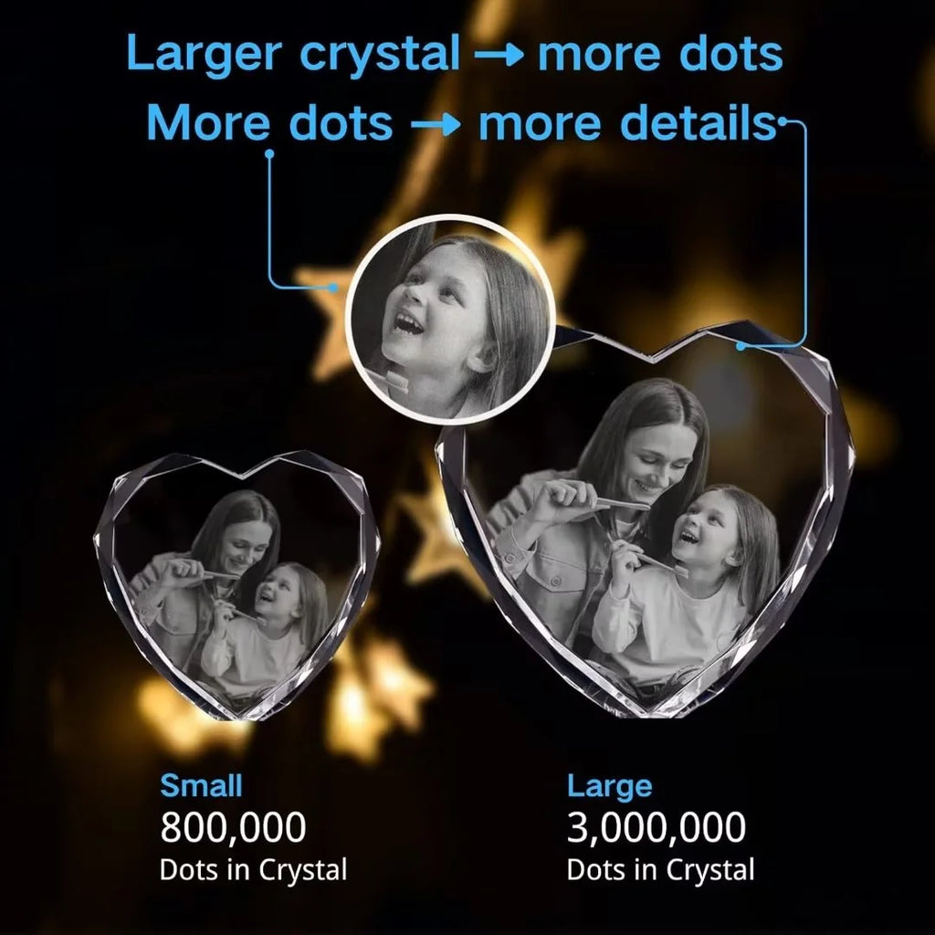 Heart Shape 3D Crystal Photo Glass Engraved Customized Gift X240300