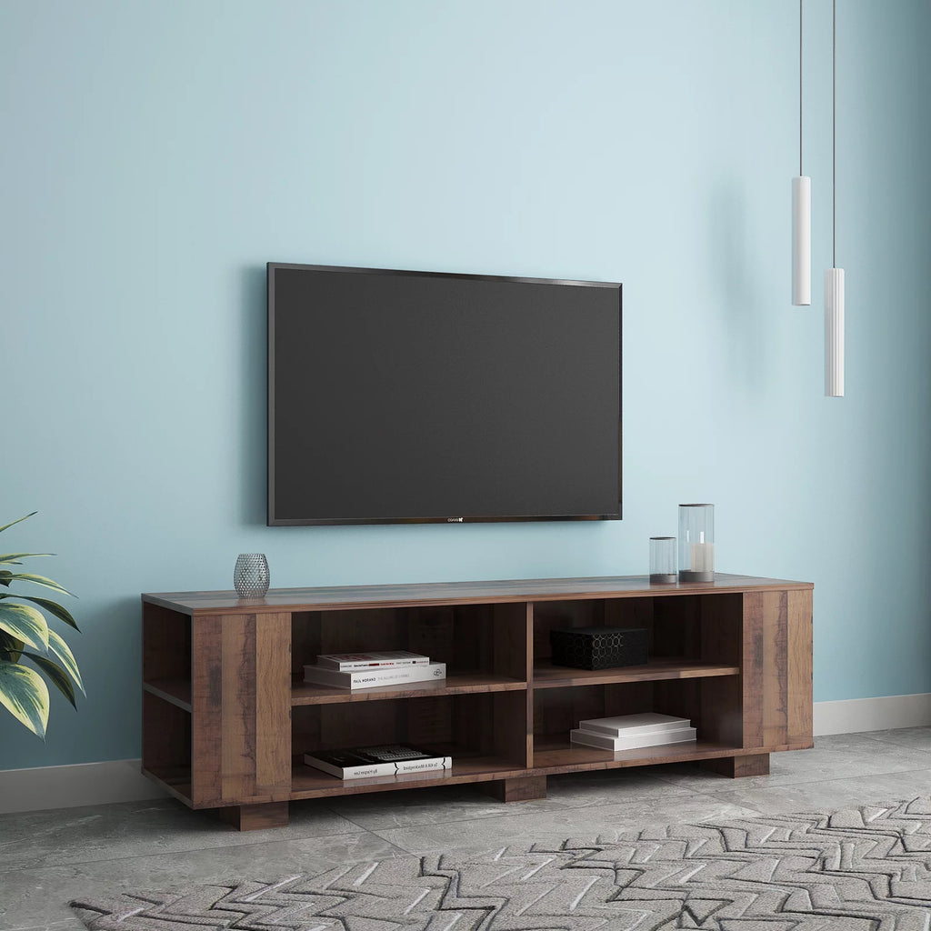 Brown TV Stand with 8 Open Shelves L31442