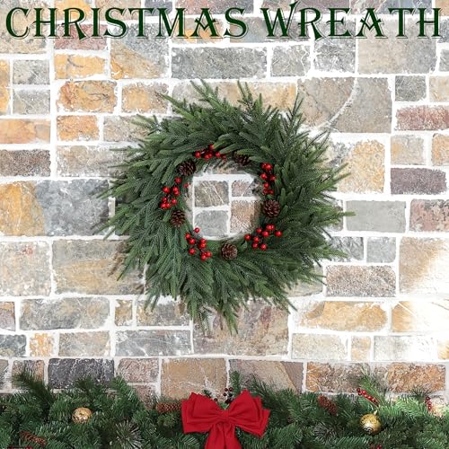 24" Artificial Christmas Wreath with LED Lights C656