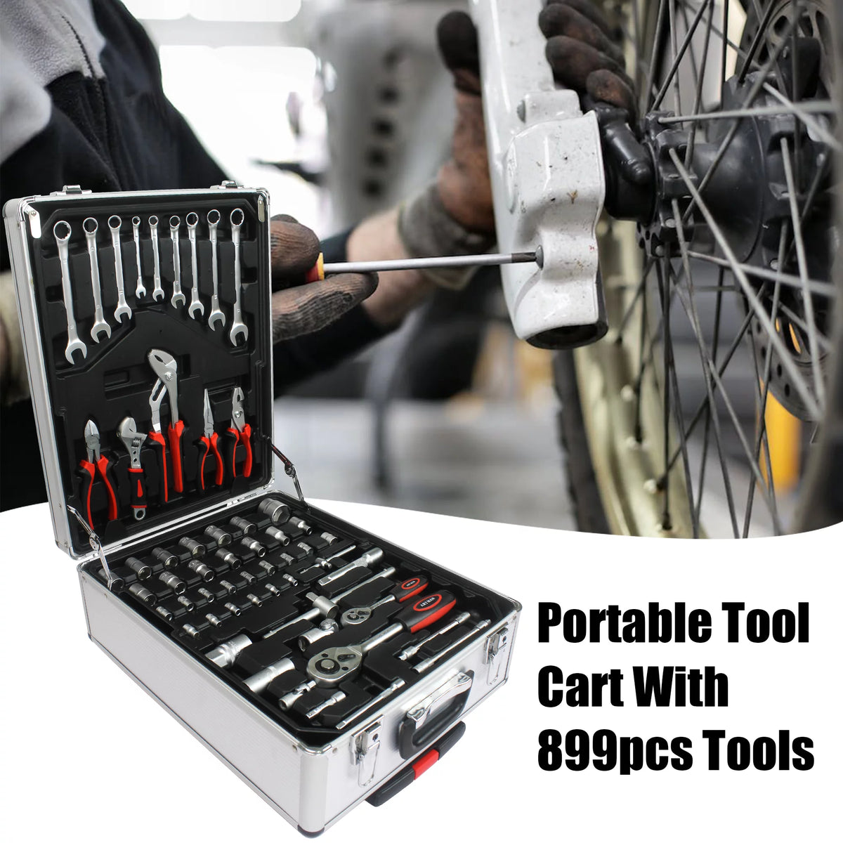 White 4 Layers Rolling Tool Box Set I15428