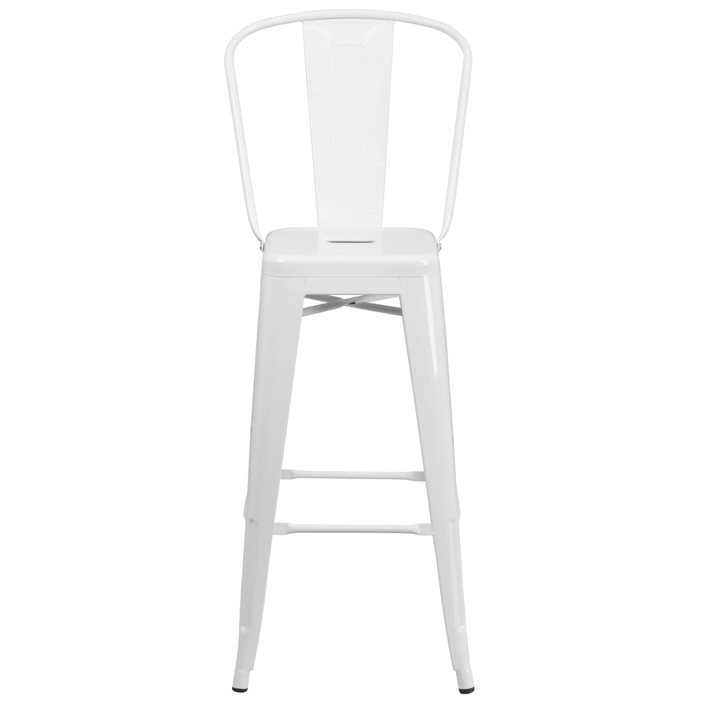White Metal Barstool 4 Stools L920