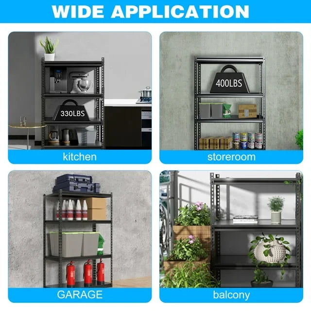 2 Packs 4 Tier Adjustable Metal Storage Shelves E97423