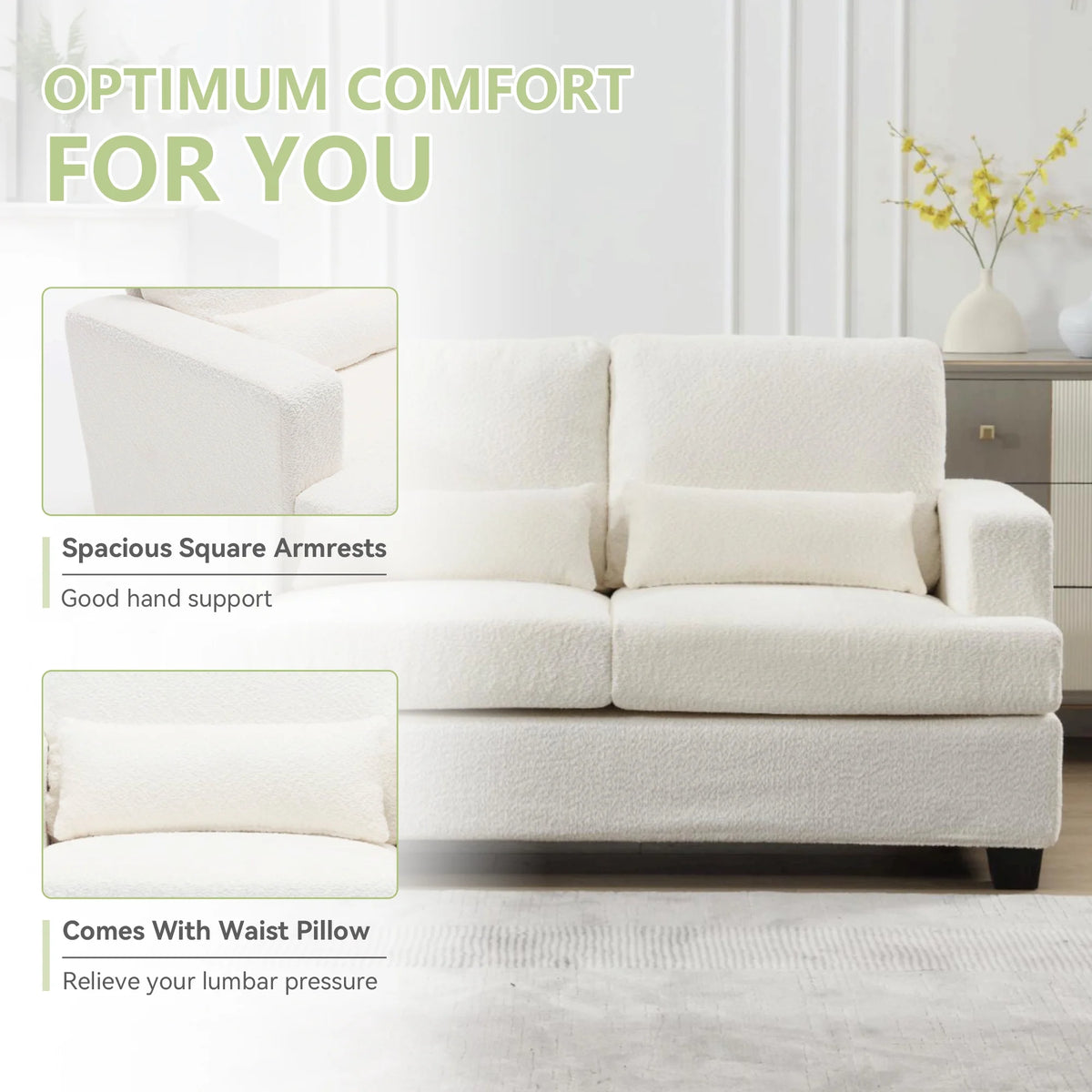 89" Boucle Upholstered 3 Seater Sofa X66454