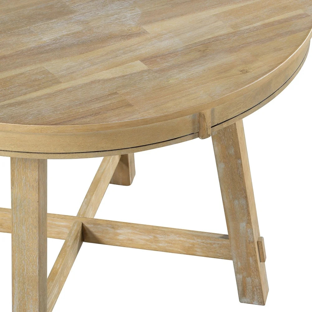Round Extendable Dining Table Natural Wood Wash G4473