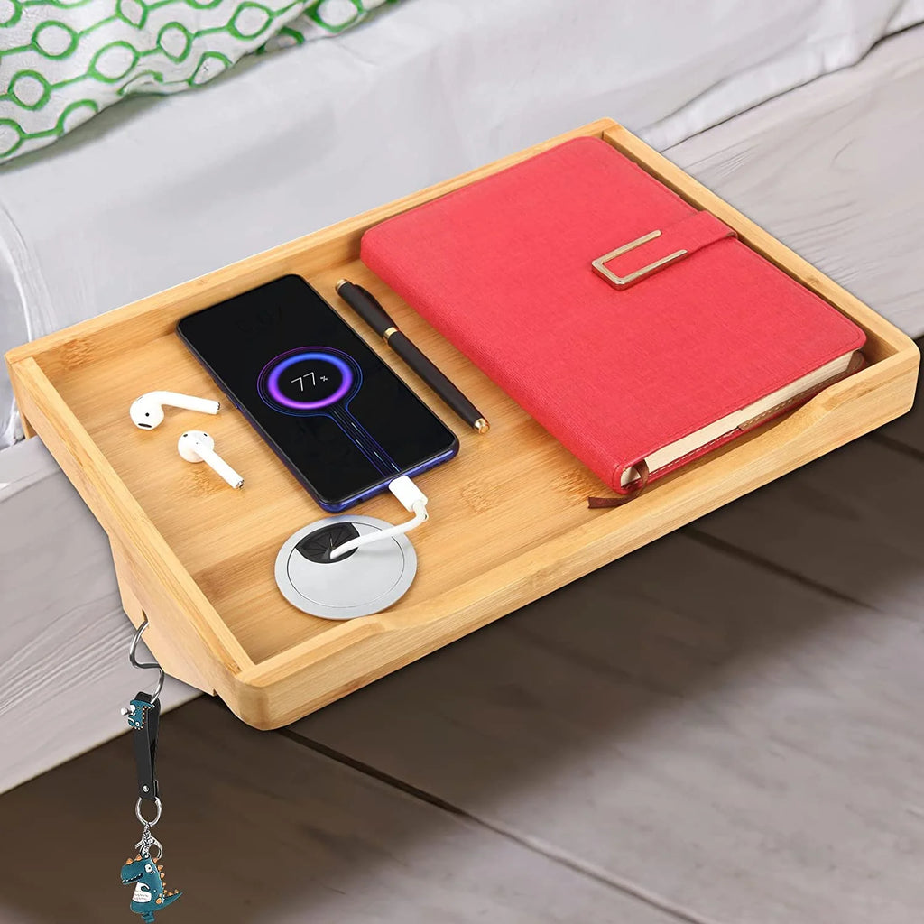 Bamboo Bedside Nightstand with 2pc S Hooks P305