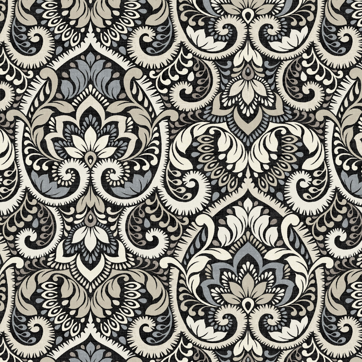 Black Damask Outdoor Dining Chair Cushion 20 x 20 Q475546