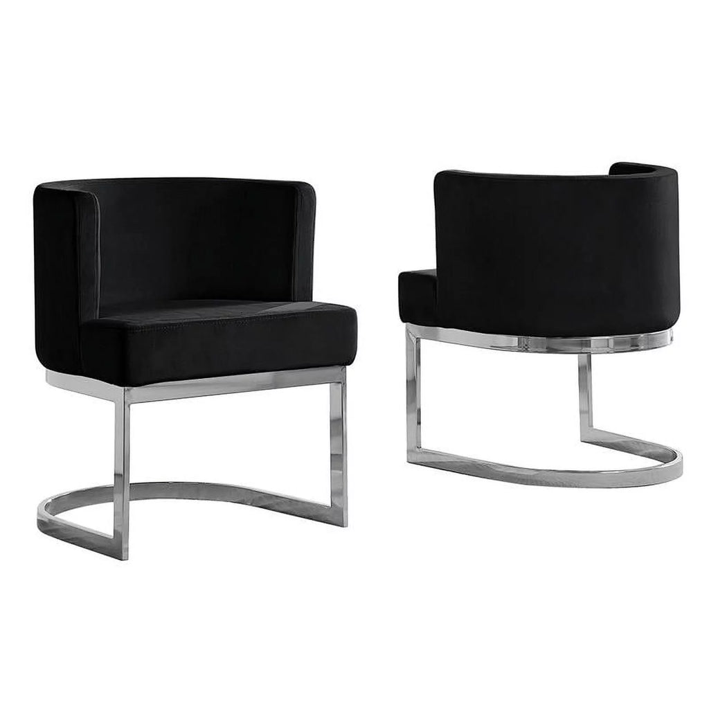 Black Velvet Accent Chair with Chrome Base Y810
