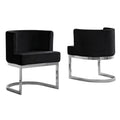 Black Velvet Accent Chair with Chrome Base Y810